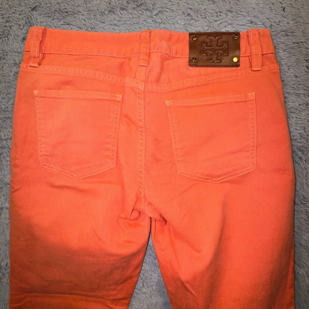 Tory Burch Pants Cropped Skinny Jeans Orange Mid Rise Womens 26 Old Money Luxury